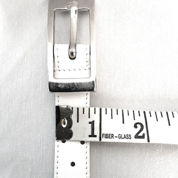 Talbots White Genuine Leather Belt XL Waist Decorative Punch Holes Throughout - Picture 11 of 11